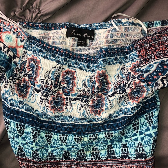 Floral Bandeau Crop Top with Bell Sleeves - Picture 3 of 3